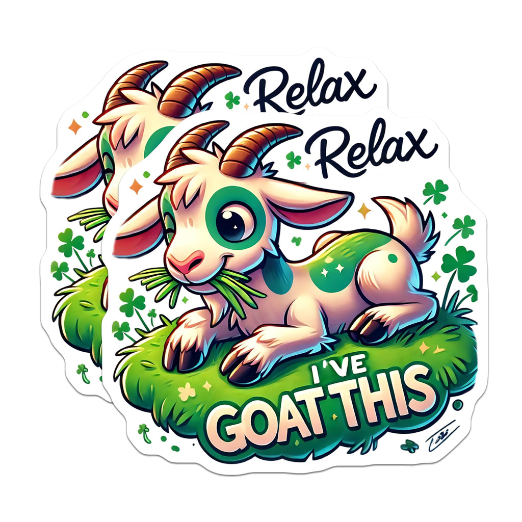 (2 Pack) Funny Goat Magnets - Relax I Goat This - St Patricks Day Fridge Locker - 5" On Longest Side - Premium Magnet - for Cars, Refrigerators, Toolboxes, Lockers - Made in USA - MAG14967