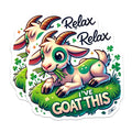 (2 Pack) Funny Goat Magnets - Relax I Goat This - St Patricks Day Fridge Locker - 5" On Longest Side - Premium Magnet - for Cars, Refrigerators, Toolboxes, Lockers - Made in USA - MAG14967