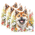 (3 Pack) Shiba Inu Decals - Floral Dog Stickers - Laptop Decal- 3 Inches On Longest Side - Easy Peel & Apply - Made in USA - 3MCS5317