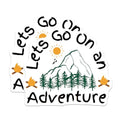 (2 Pack) Lets Go On an Adventure Stickers - Outdoor Adventure - Nature Wandering Decal - 5" On Longest Side - Sticks to Smooth Flat Surfaces - Made in USA - BMCS5645
