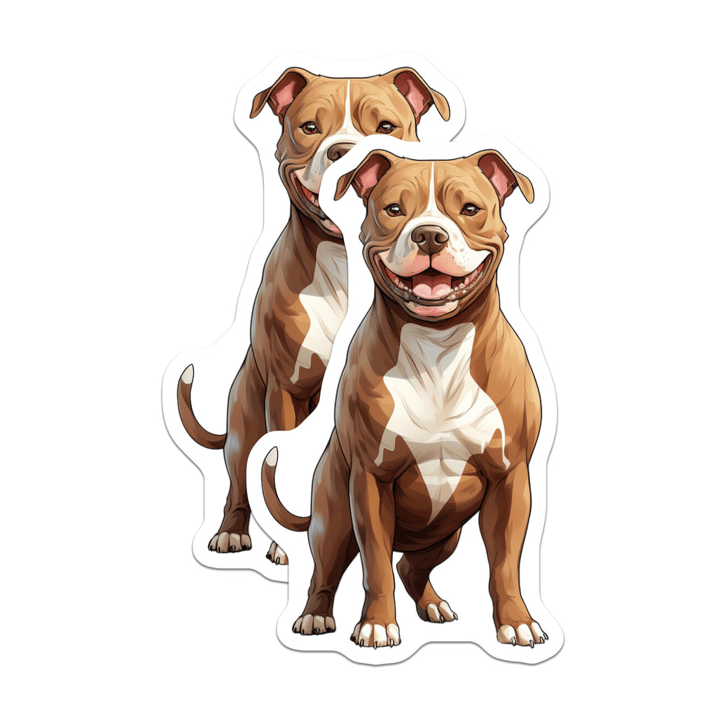 (2 Pack) Smiling Pitbull Magnets - Happy Dog Lover Decor - Pet Fridge Accessory - Canine Companion Art - 5 Inches On Longest Side - Thick Durable Magnet - Made in USA - MAG24758