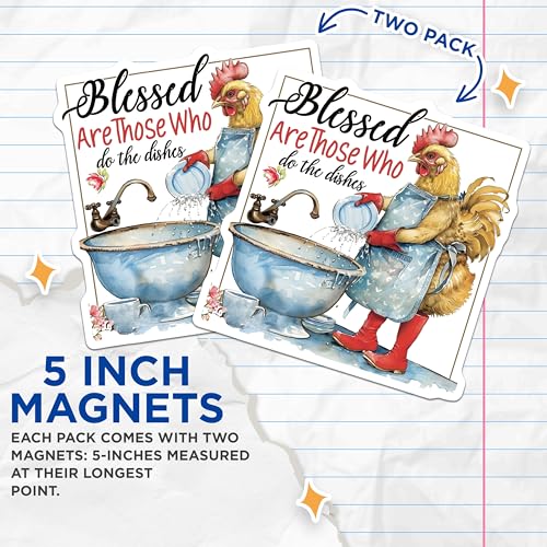 (2 Pack) Blessed are Those Who Do The Dishes Magnets - Kitchen - Funny Quotes - Home ation - 5" On Longest Side - for Cars, Fridges, Toolboxes - Made in USA - MAG4366