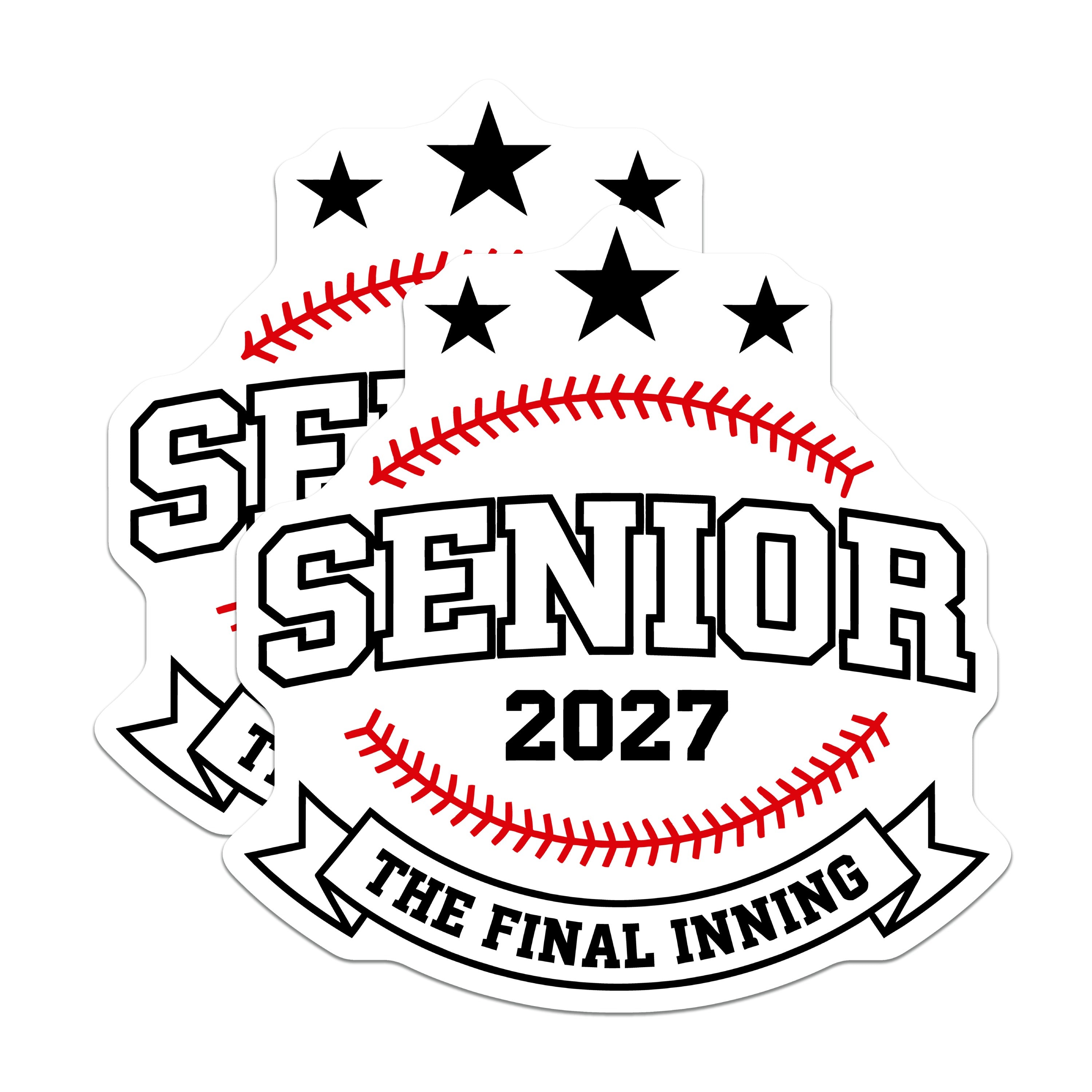 (2 Pack) Senior 2027 Magnets - Class of 2027 Baseball Player - Final Inning High School Graduate Team Sports - 5 Inches On Longest Side - Thick Durable Magnet - Made in USA - MAG37738
