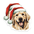 (2 Pack) Golden Retriever Magnets - Christmas Dog Decor - Santa Hat Pet Holiday - 5 Inches On Longest Side - Thick Durable Magnet - Made in USA - MAG24349