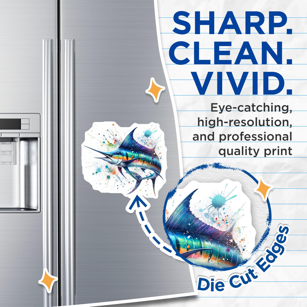 (2 Pack) Marlin Fish Magnets - Ocean Decor - Fishing Enthusiast Art - 5" On Longest Side - Premium Magnet - for Cars, Refrigerators, Toolboxes, Lockers - Made in USA - MAG14800