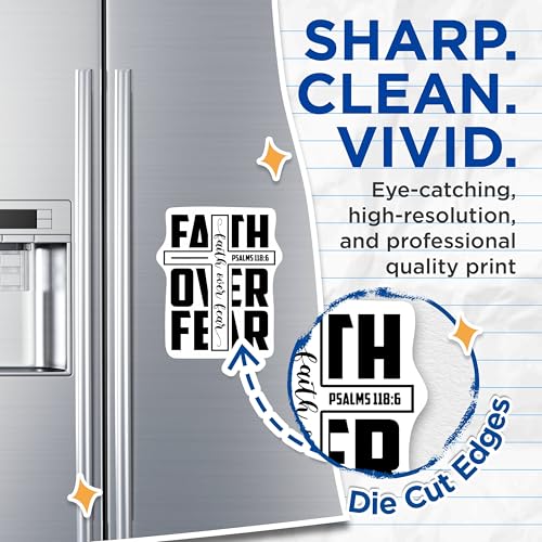 (2 Packs) Faith Over Fear Magnets - Psalms 118:6 Christian Inspired Positive Magnets - 5 Inches On Longest Side - Premium Magnet - for Fridges, Toolboxes, Cars - Made in USA - MAG2324