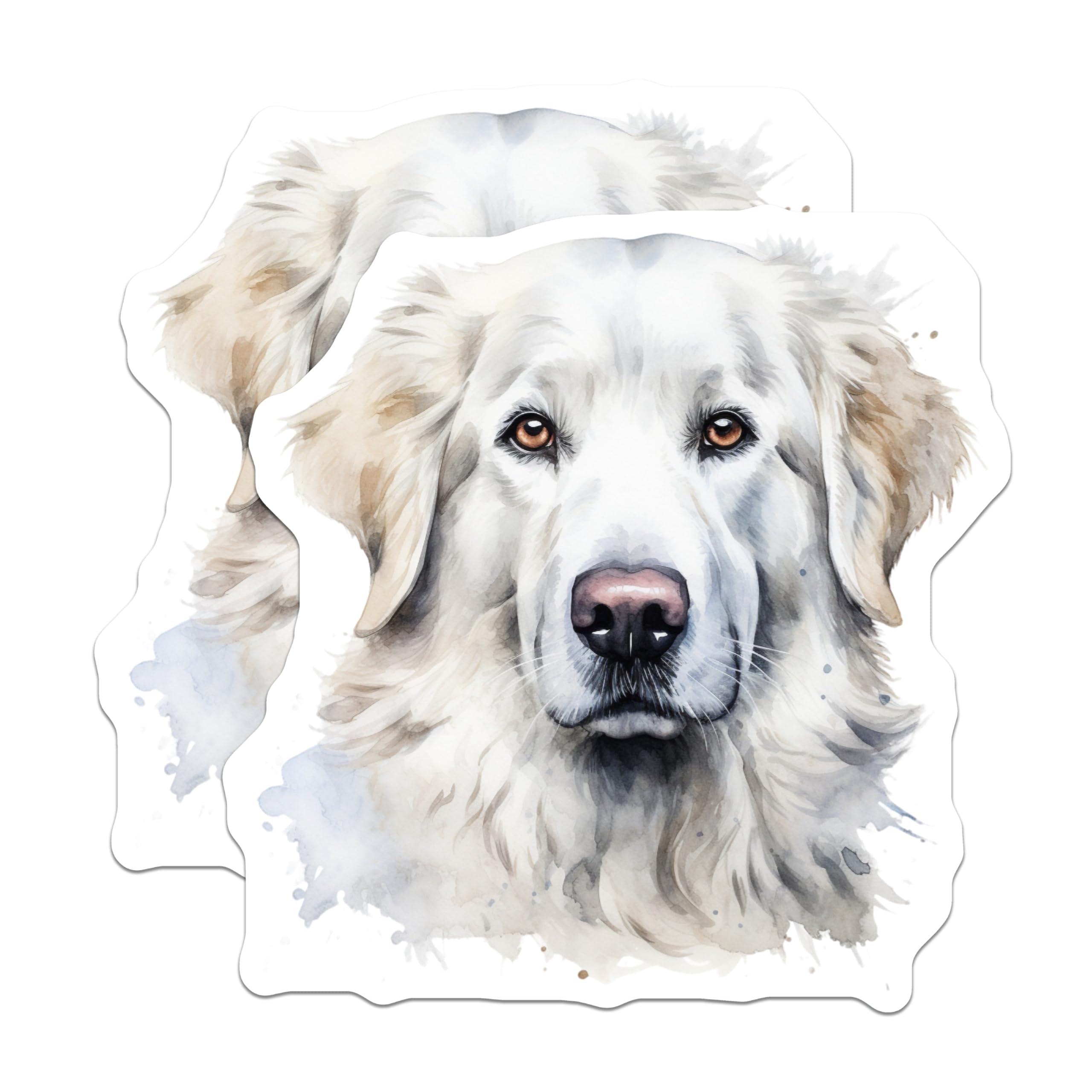 (2 Pack) Great Pyrenees Dog Magnets - Watercolor Pet Art - Dog Lover Fridge Decor - 5 Inches On Longest Side - Thick Durable Magnet - Made in USA - MAG30853