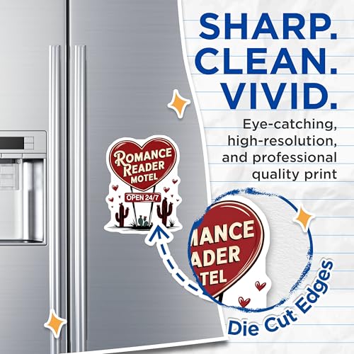 (2 Pack) Romance Reader Motel Magnets - Open 24/7 Magnets - Heart Shape Motel Magnets - 5" On Longest Side - for Cars, Refrigerators, Toolboxes, Lockers - Made in USA MAG3558