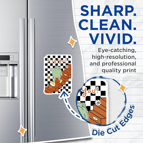 (2 Pack) Funny Frog Magnets - Quirky Frog Walking - Checkerboard Staircase Design - 5" On Longest Side - for Cars, Fridges, Toolboxes - Made in USA - MAG7113