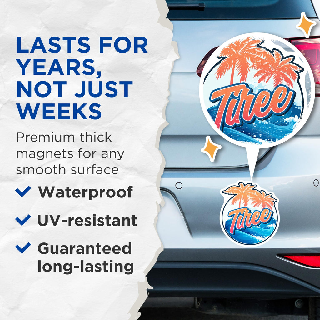 (2 Pack) Taree Magnets - Beach Town Vibe - Palm Tree Art - 5" On Longest Side - Premium Magnet - for Cars, Refrigerators, Toolboxes, Lockers - Made in USA - MAG18864