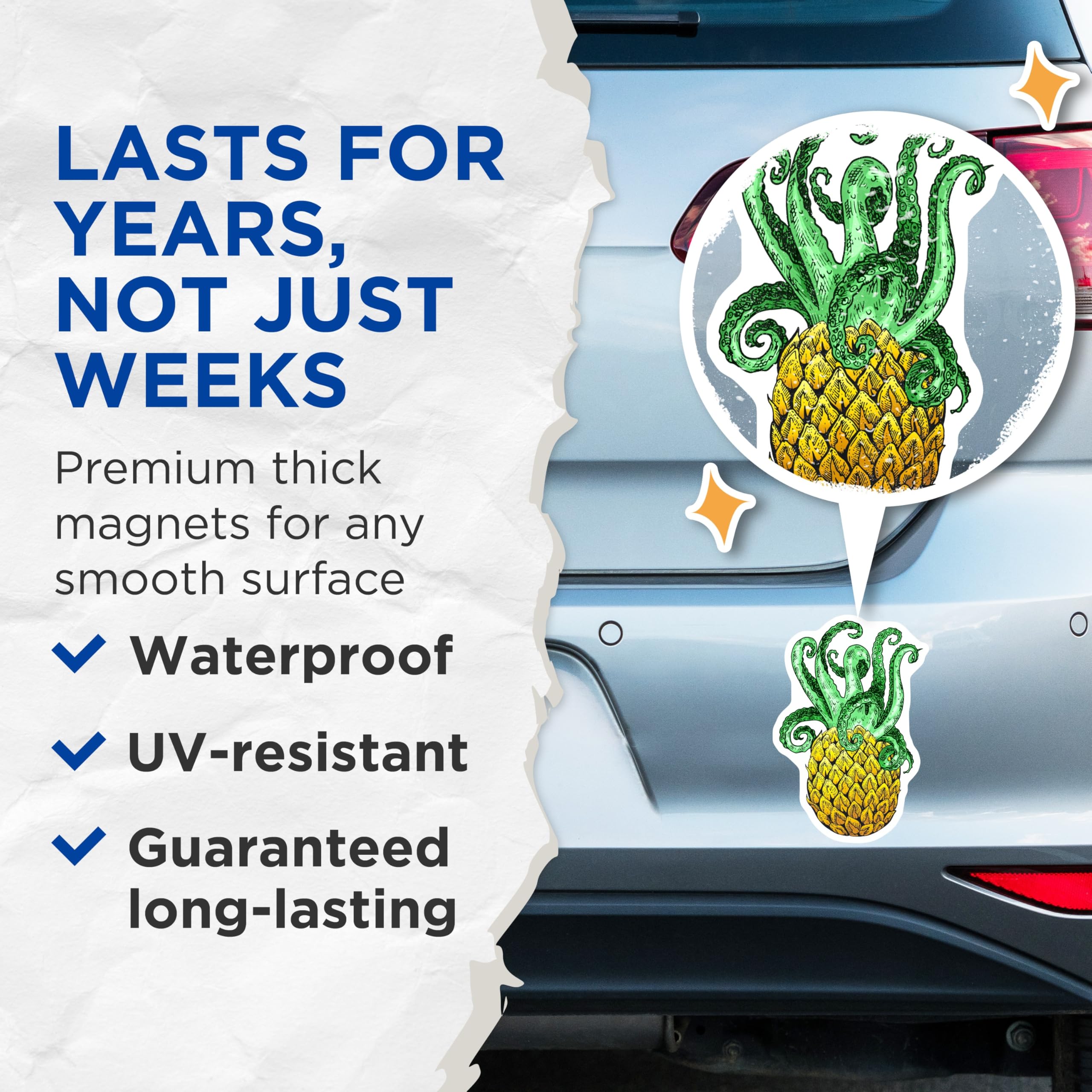 (2 Pack) Pineapple Tentacle Magnets - Quirky Home Accents - Fridge Magnets Kitchen Decor - 5" On Longest Side - Premium Magnet - for Cars, Refrigerators, Toolboxes, Lockers - Made in USA - MAG17064