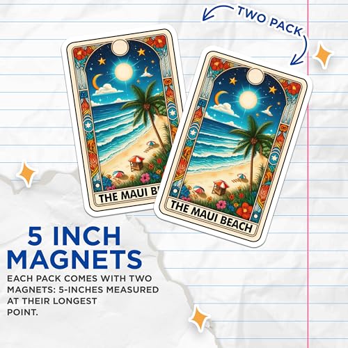 (2 Pack) Tropical Island Decor Magnet - Summer Beach Vibes - 5" On Longest Side - Sticks to Smooth Flat Surfaces - Made in USA - MAG10314