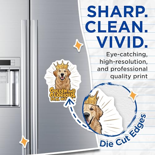 (2 Pack) Golden Retriever Magnets Magnets - Dog Lover Decor - Cute Dog Art - 5" On Longest Side - Made in USA - Sticks to Refrigerators & Metal Surfaces - MAG8514