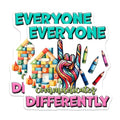 (2 Pack) Everyone Communicates Differently Stickers - Inclusion Awareness Stickers - Positive Message Stickers for All - 5" On Longest Side - Sticks to Any Smooth Flat Surface - Made in USA - BMCS3214