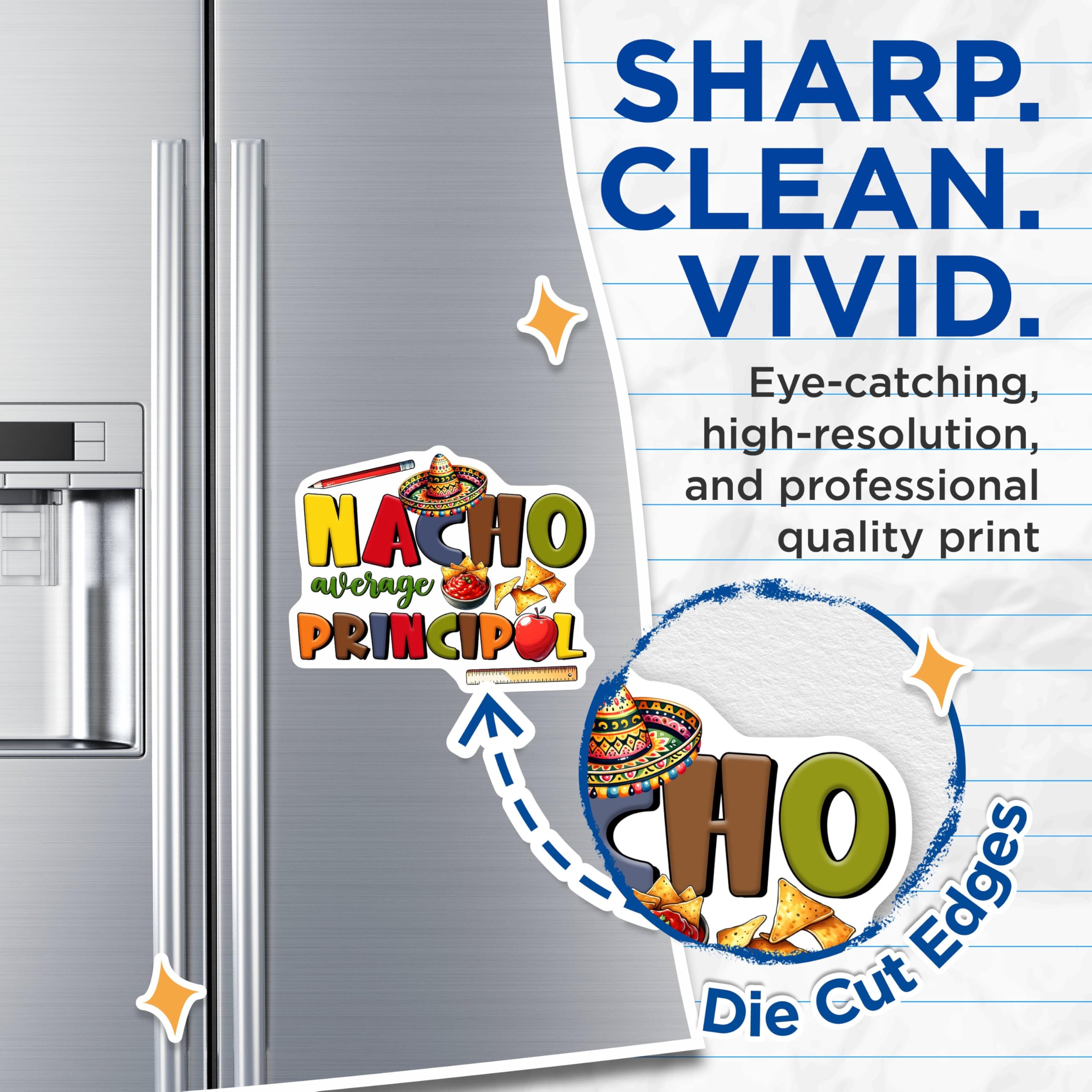 (2 Pack) Nacho Average Principal Magnets - Funny Teacher Appreciation - School Decor - Principal Office Accessory - 5" On Longest Side - for Cars, Fridges, Toolboxes - Made in USA - MAG8216