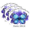 (3 Pack) Butterfly Decals - Psalm 139 14 - Fearfully Wonderfully Made - 3 Inches On Longest Side - Easy Peel & Apply - Made in USA - 3MCS8502