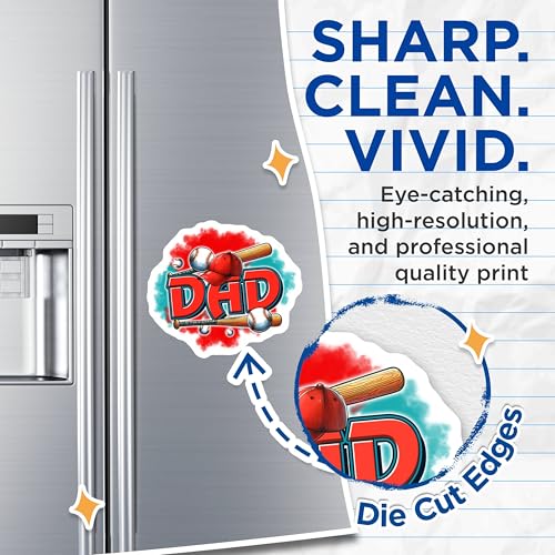 (2 Pack) Dad Baseball Magnets - Baseball Lover Decor - Dad Baseball Hat - 5" On Longest Side - for Cars, Fridges, Toolboxes - Made in USA - MAG748