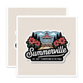 (2 Pack) Summerville Magnets - Flowertown in the Pines - Gazebo Landscape Art - 5 Inches On Longest Side - Thick Durable Magnet - Made in USA - MAG19446
