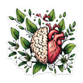 (2 Pack) Brain Heart Lilies Magnets - Anatomical Floral Art Design - Mind Body Balance Symbol - Medical Science Art Decor - 5 Inches On Longest Side - Thick Durable Magnet - Made in USA - MAG20103