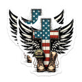 (2 Pack) Memorial Day Magnets - Patriotic American Flag - Military Boots Helmet USA Decor - 5" On Longest Side - Premium Magnet - for Cars, Refrigerators, Toolboxes, Lockers - Made in USA - MAG15592