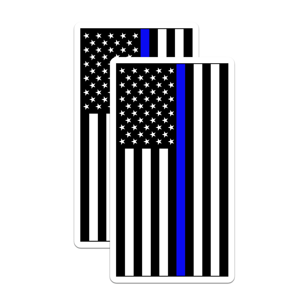 (2 Pack) Thin Blue Line American Flag Magnets - Police Support Emblem - Law Enforcement Tribute - 5 Inches On Longest Side - Thick Durable Magnet - Made in USA - MAG21836
