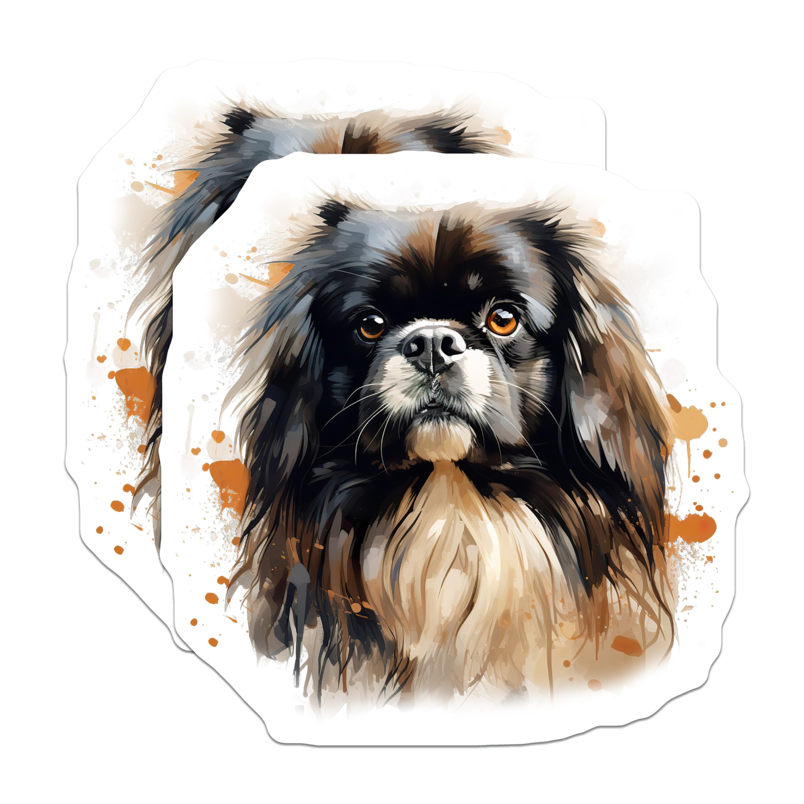 (2 Pack) Pekingese Dog Magnets - Watercolor Pet Art - Dog Lover Fridge Decor - 5 Inches On Longest Side - Thick Durable Magnet - Made in USA - MAG26253