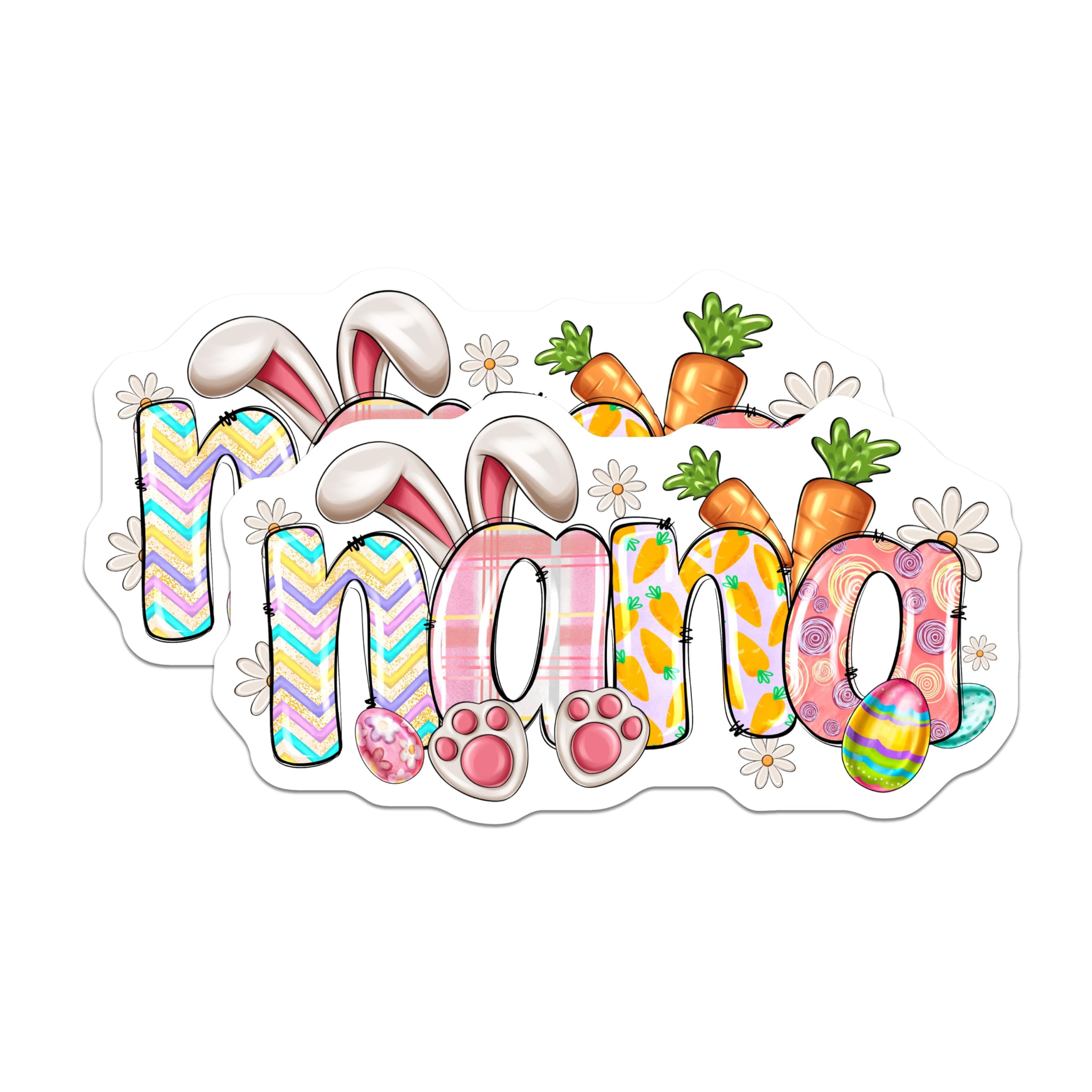 (2 Pack) Easter Mama Magnets - Cute Bunny Ears Paws Carrots Design - Festive Spring Holiday Refrigerator Decoration for Mom - 5 Inches On Longest Side - Thick Durable Magnet - Made in USA - MAG24600