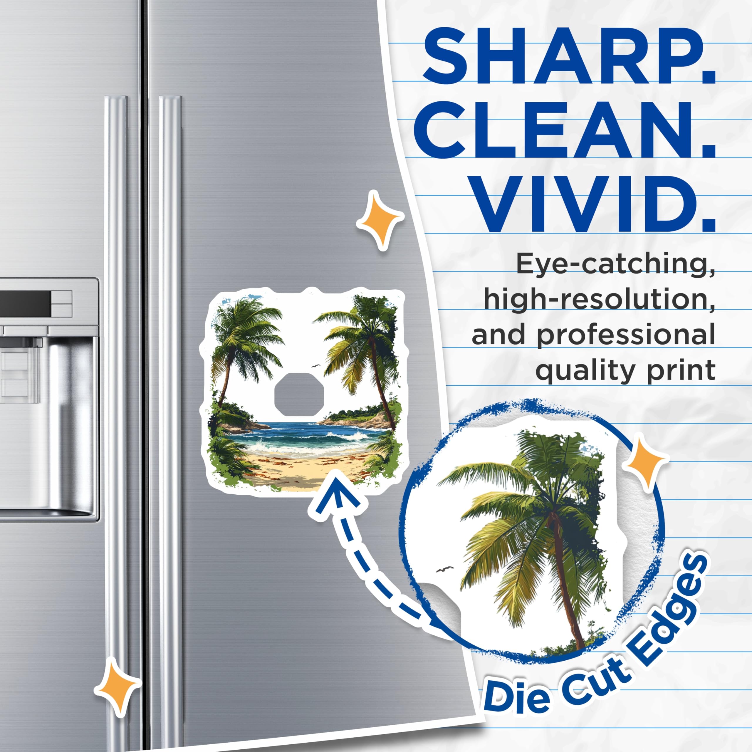 (2 Pack) Tropical Beach Car Magnets - Palm Tree Scenery - Ocean View Decor - Island Paradise Magnets - 5 Inches On Longest Side - Thick Durable Magnet - Made in USA - MAG26670