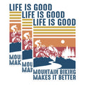 (3 Pack) Mountain Biking Decals - Biker Laptop Decal - Life is Good Decals - 3 Inches On Longest Side - Easy Peel & Apply - Made in USA - 3MCS1207