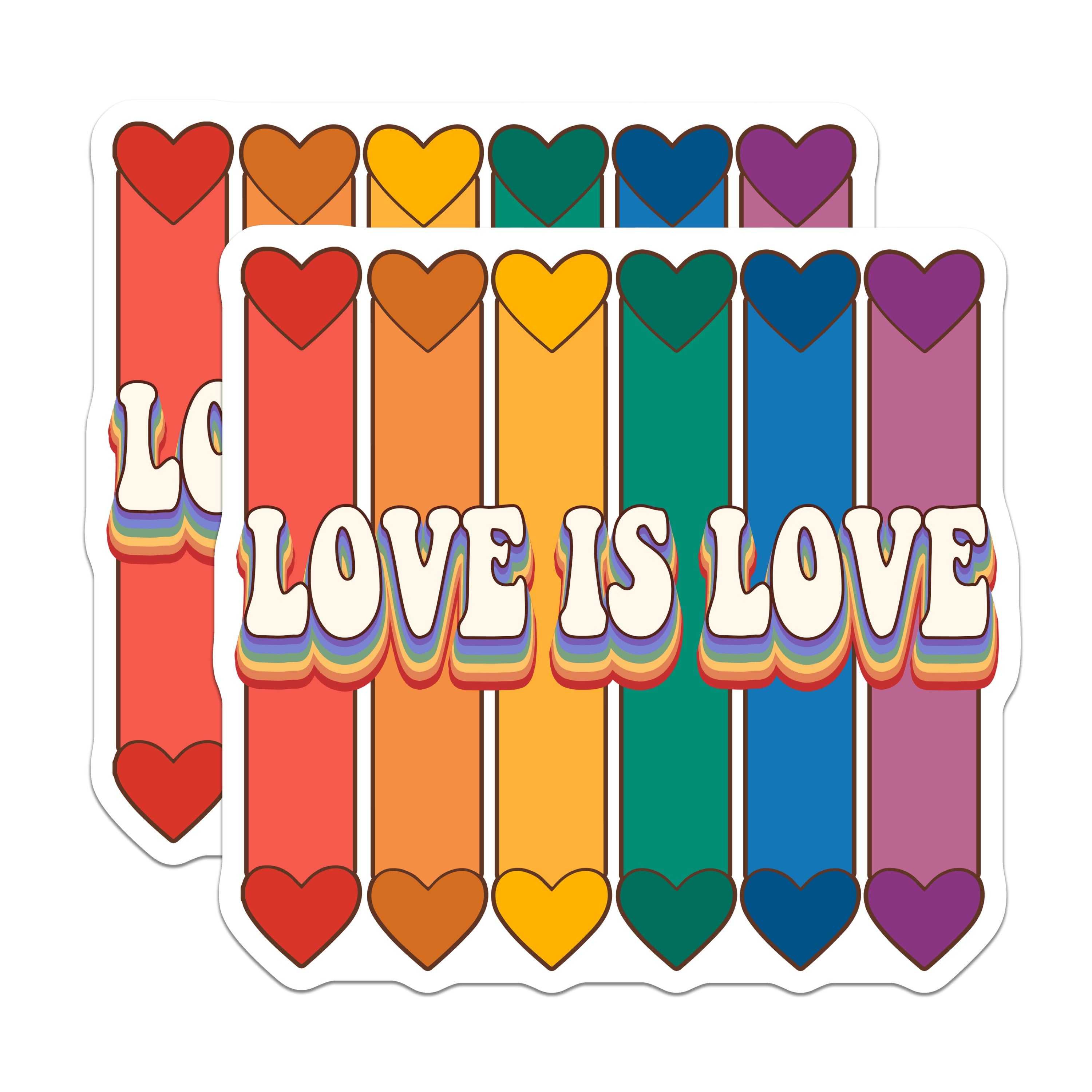 (2 Pack) Love is Love Magnets - Rainbow Pride Decor - LGBTQ+ Ally Statement - Retro Aesthetic Affirmation - Inclusive Home Decor - 5" - Durable Magnet - Made in USA - MAG38920
