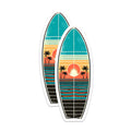 (2 Pack) Surfboard Beach Magnets - Retro Palm Tree Art - Tropical Vacation Decor - 5" On Longest Side - Premium Magnet - for Cars, Refrigerators, Toolboxes, Lockers - Made in USA - MAG15334