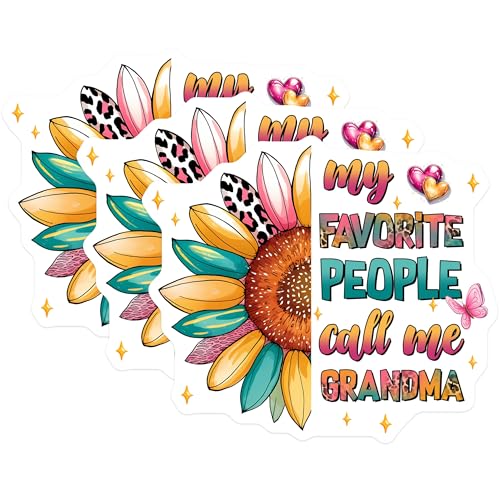 (3 Pack) Grandma Decals - Sunflower Hearts - Favorite People Decal - 3 Inches On Longest Side - Easy Peel & Apply - Made in USA - 3MCS7223