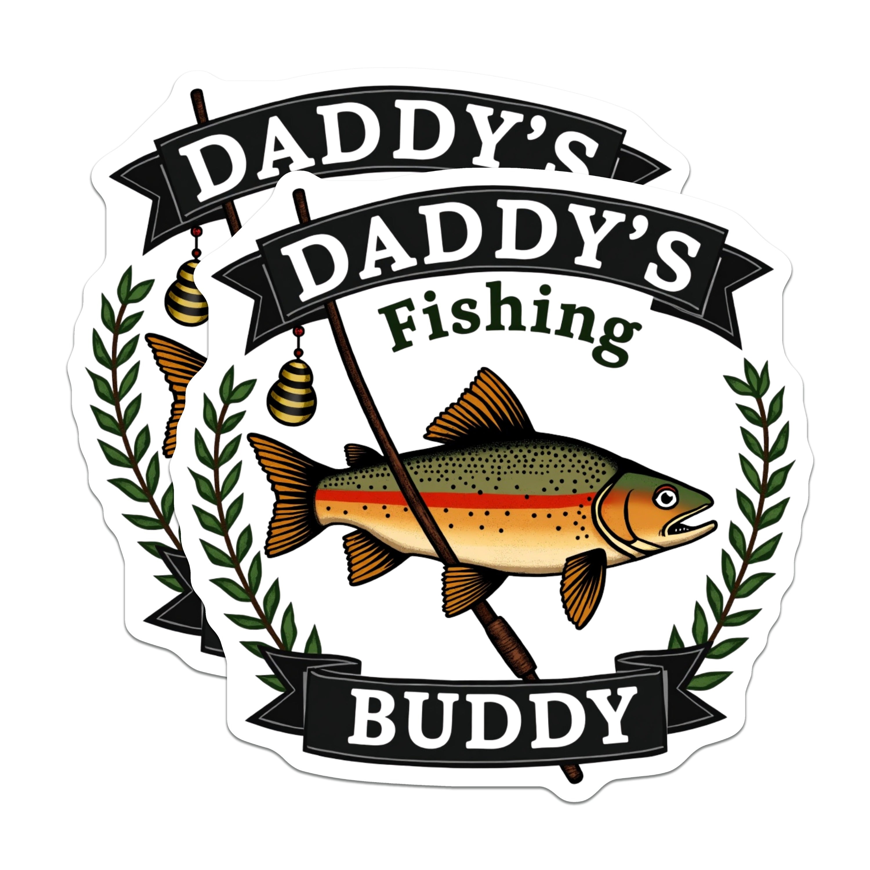 (2 Pack) Daddys Fishing Buddy Magnets - Fisherman Dad Gifts - Outdoors Adventure Decor - 5 Inches On Longest Side - Thick Durable Magnet - Made in USA - MAG37290