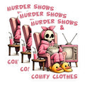 (3 Pack) Murder Shows Decals - Comfy Clothes - Laptop Decal - True Crime - 3 Inches On Longest Side - Easy Peel & Apply - Made in USA - 3MCS8531