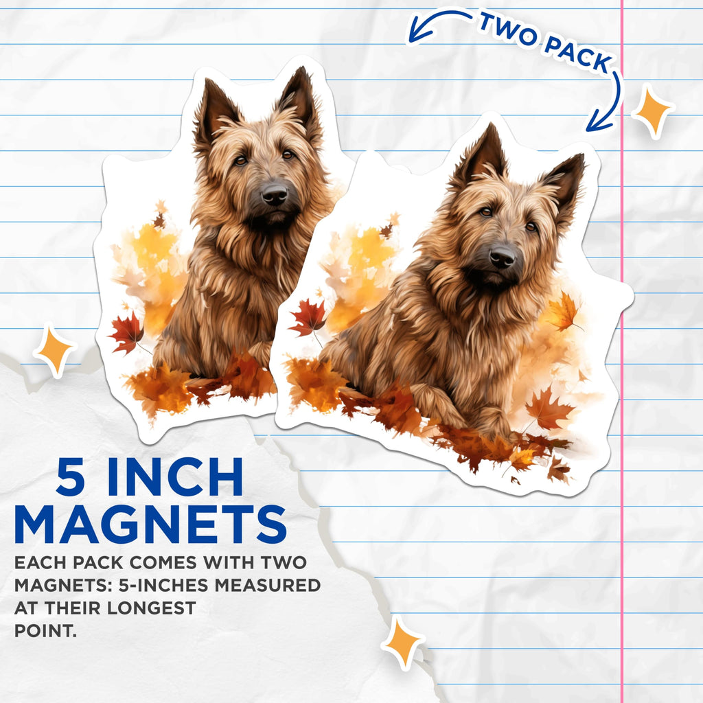 (2 Pack) German Shepherd Dog Magnets - Autumn Pet Decor - Fall Leaves Dog Owner - 5 Inches On Longest Side - Thick Durable Magnet - Made in USA - MAG28504