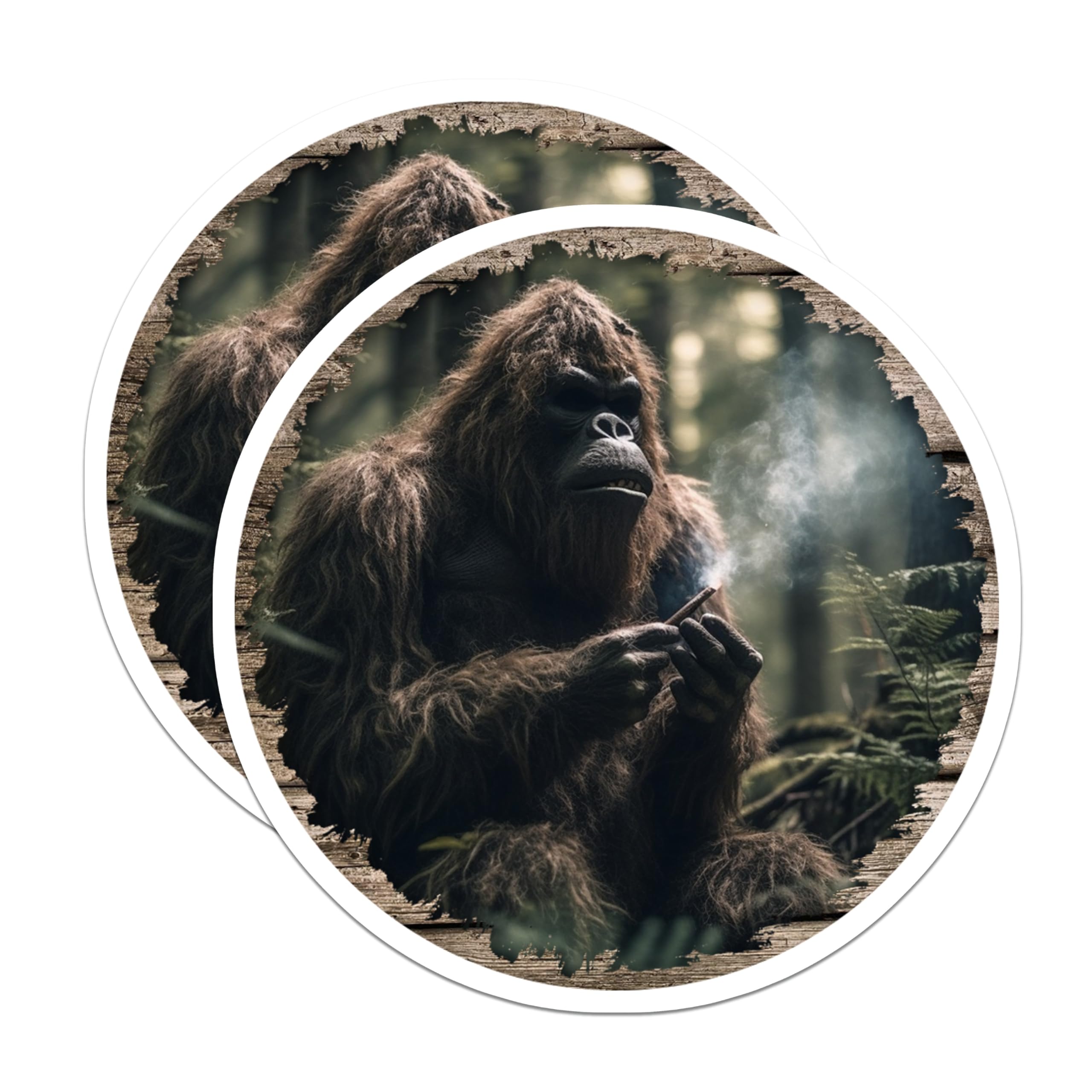 (2 Pack) Bigfoot Smoking Magnets - Funny Sasquatch - Cryptid Enthusiast Decor - 5 Inches On Longest Side - Thick Durable Magnet - Made in USA - MAG26958