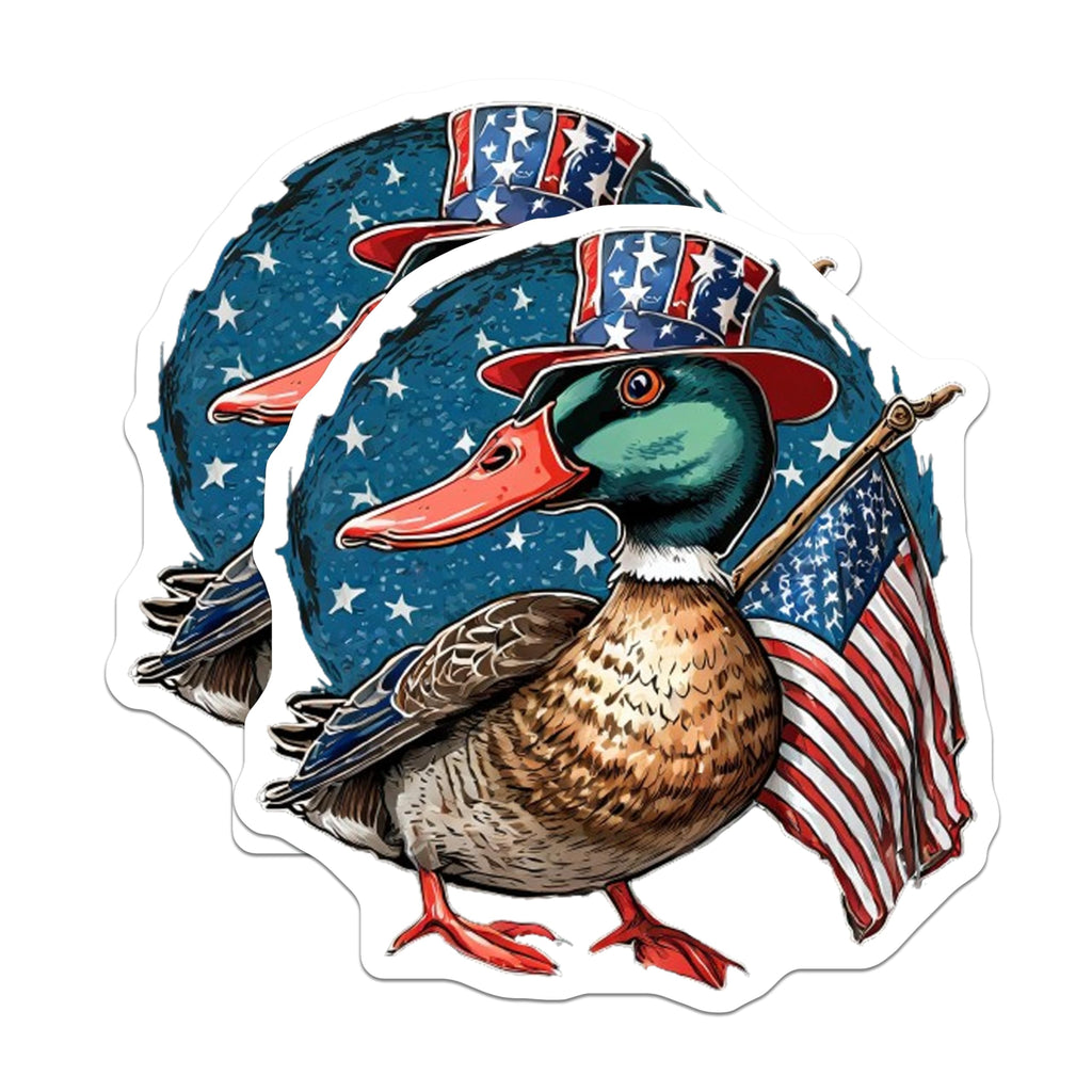 (2 Pack) Patriotic Duck Magnets - American Flag Decor - Fourth of July Celebration - USA Pride Decor - Uncle Sam Duck - 5 Inches On Longest Side - Thick Durable Magnet - Made in USA - MAG21780
