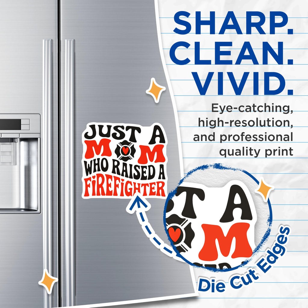 (2 Pack) Firefighter Mom Magnets - Proud Firefighter Mother - Fire Rescue Mom Decals - 5" On Longest Side - Premium Magnet - for Cars, Refrigerators, Toolboxes, Lockers - Made in USA - MAG17724