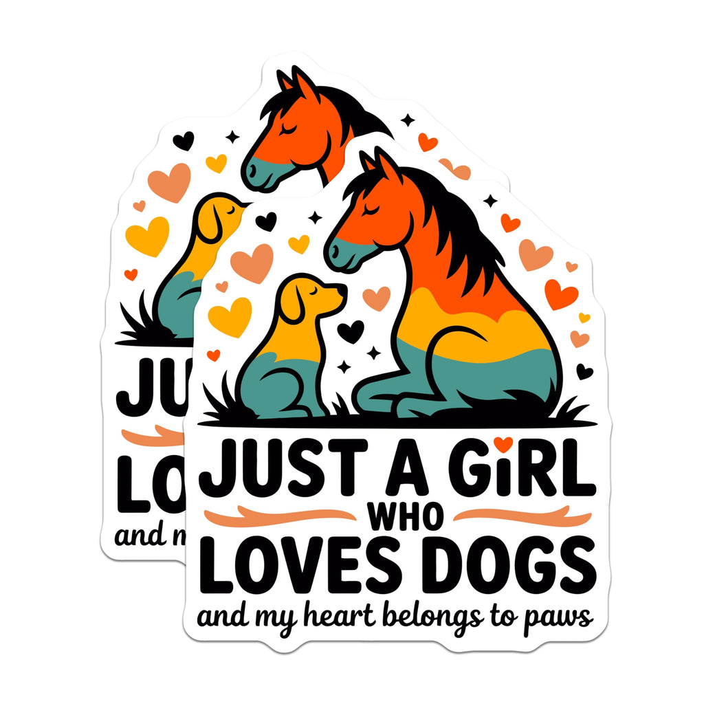 (2 Pack) Dog Lover Magnets - Pet Mom Quote Magnets - Cute Animal Design - Just A Girl Who Loves Dogs - 5 Inches On Longest Side - Thick Durable Magnet - Made in USA - MAG26484