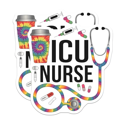 (2 Pack) ICU Nurse Stickers - Nurse Life - Medical Professional - 5" On Longest Side - Sticks to Smooth Flat Surfaces - Made in USA - BMCS6590