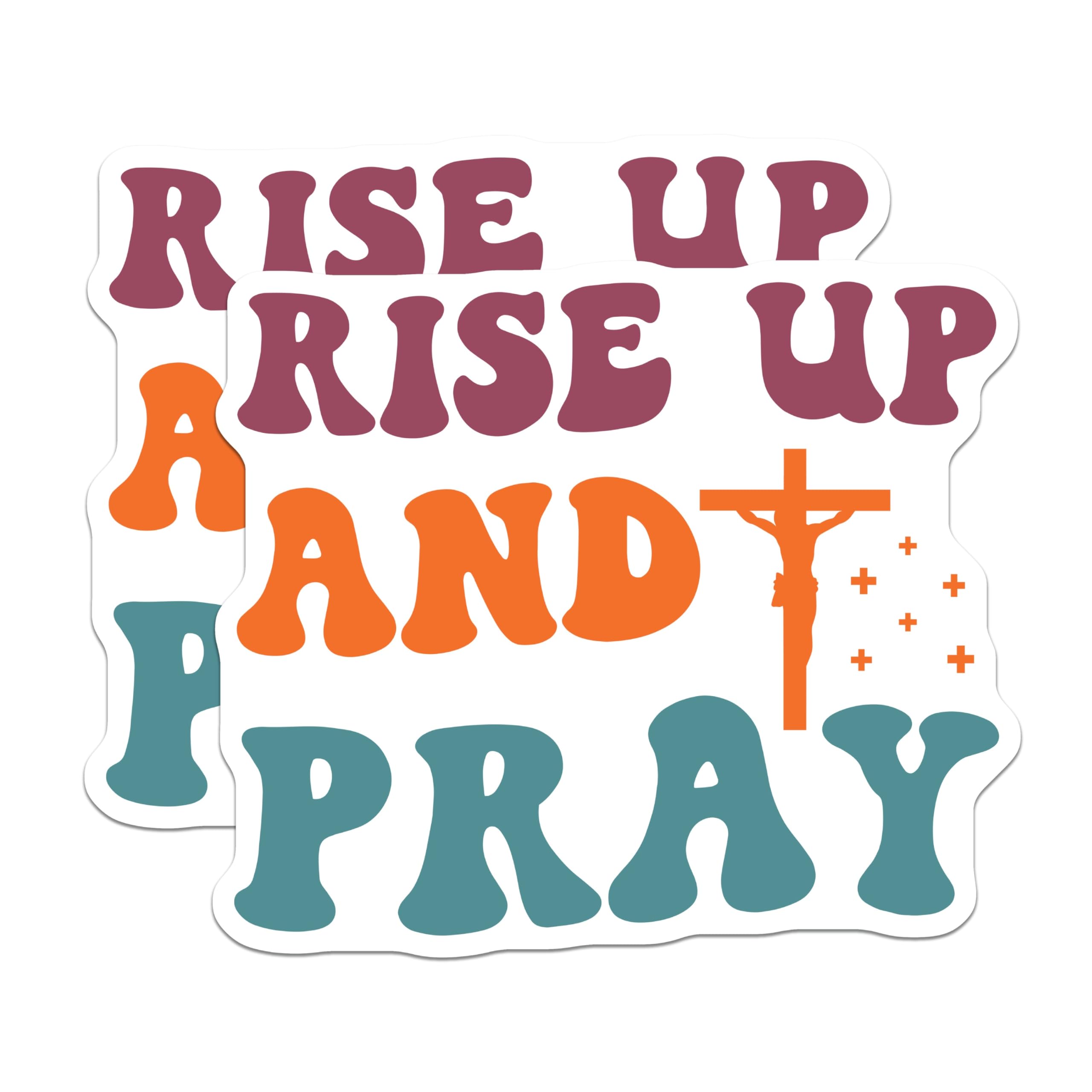 (2 Pack) Rise Up and Pray Christian Magnets - Inspirational Religious Decor - Retro Jesus Faith Magnets - 5 Inches On Longest Side - Thick Durable Magnet - Made in USA - MAG27521
