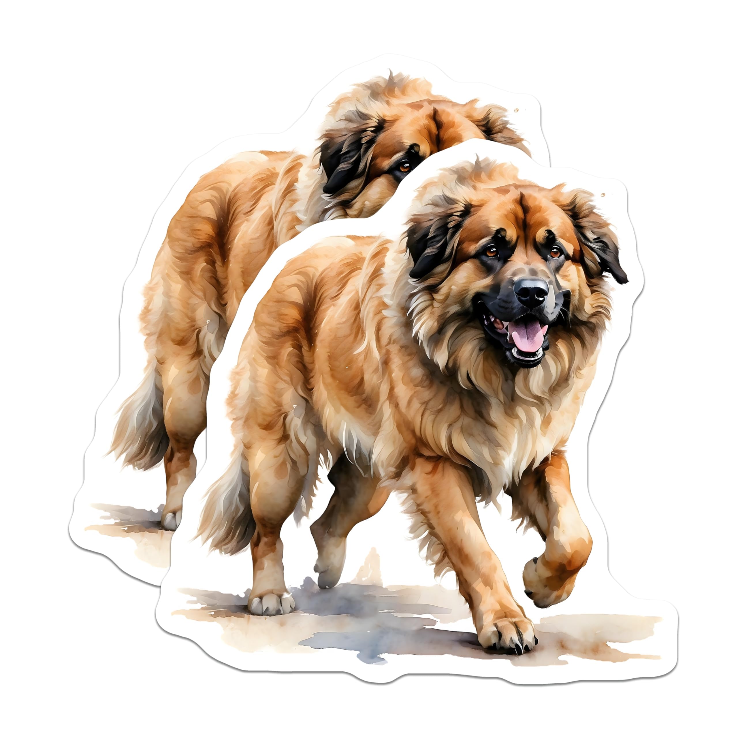 (2 Pack) Leonberger Dog Stickers - Large Breed Dog Decals - Dog Lover Items - 5" On Longest Side - Sticks to Smooth Flat Surfaces - Made in USA - BMCS15731