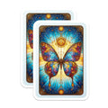 (2 Pack) Stained Glass Butterfly Magnets - Vibrant Mandala Art - Celestial Insect Decor - 5 Inches On Longest Side - Thick Durable Magnet - Made in USA - MAG22170