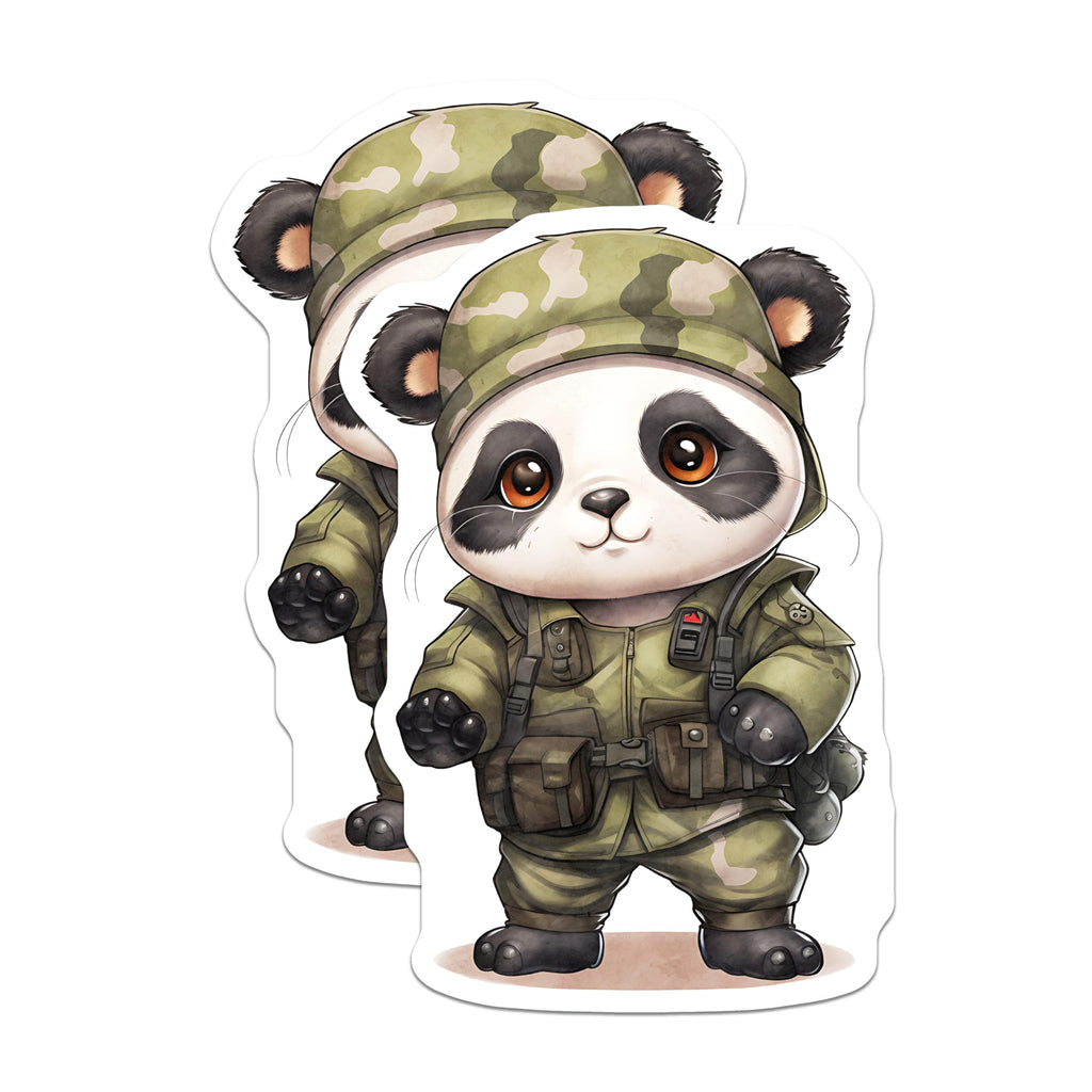 (2 Pack) Panda Soldier Magnets - Cute Animal Art - Military Panda Decor - 5" On Longest Side - Premium Magnet - for Cars, Refrigerators, Toolboxes, Lockers - Made in USA - MAG16605