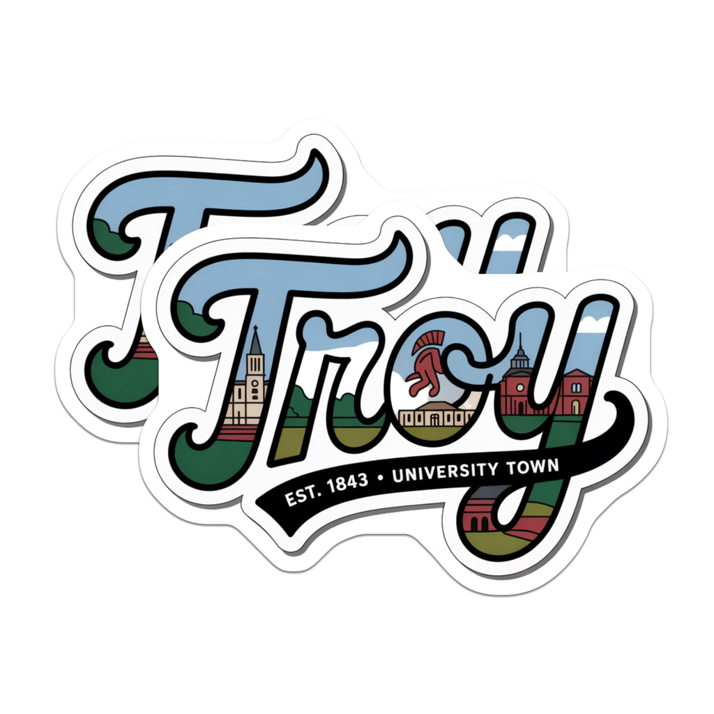 (2 Pack) Troy University Magnets - Alabama College Town Souvenirs - Spartan Helmet Decor - 5 Inches On Longest Side - Thick Durable Magnet - Made in USA - MAG19268