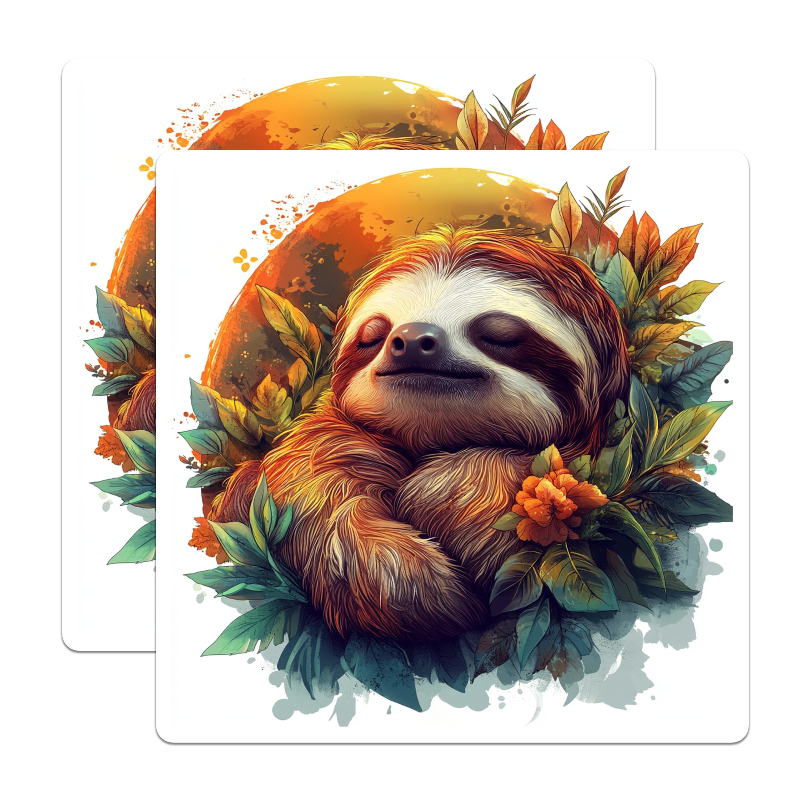 (2 Pack) Sloth Magnets - Sleeping Sloth Fridge Decor - Cozy Tropical Animal Locker Magnets - Cute Nature Lover Art - 5 Inches On Longest Side - Thick Durable Magnet - Made in USA - MAG27104