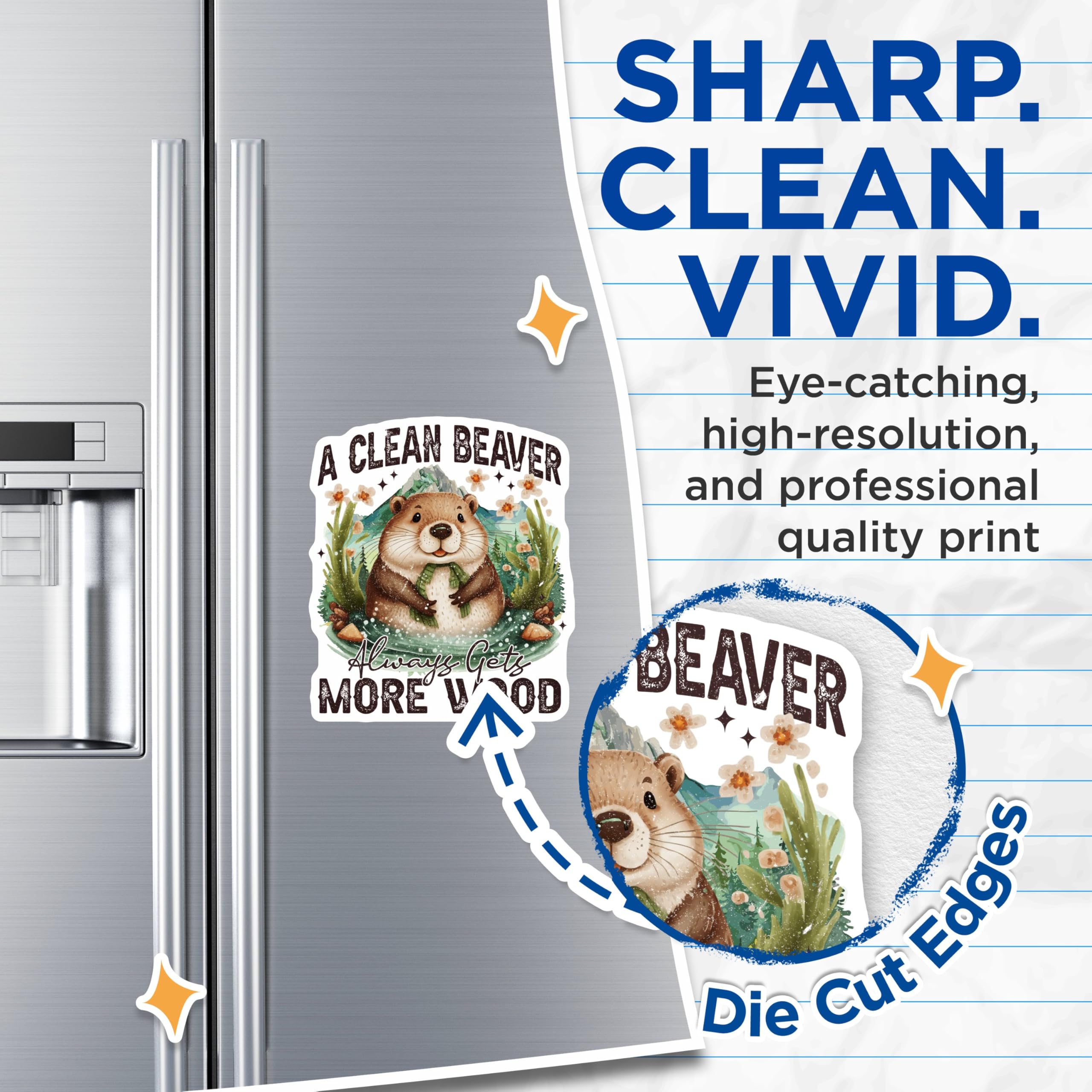 (2 Pack) Always Gets More Wood Decoration Magnet - Cute Animal Fridge Decorations - 5" On Longest Side - Sticks to Smooth Flat Surfaces - Made in USA - MAG9560