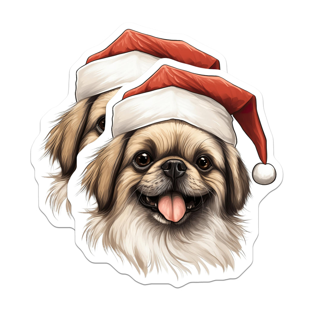 (2 Pack) Fluffy Dog Christmas Magnets - Santa Hat Pet Holiday Decor - Cute Refrigerator Magnets for Dog Owners - 5 Inches On Longest Side - Thick Durable Magnet - Made in USA - MAG25872