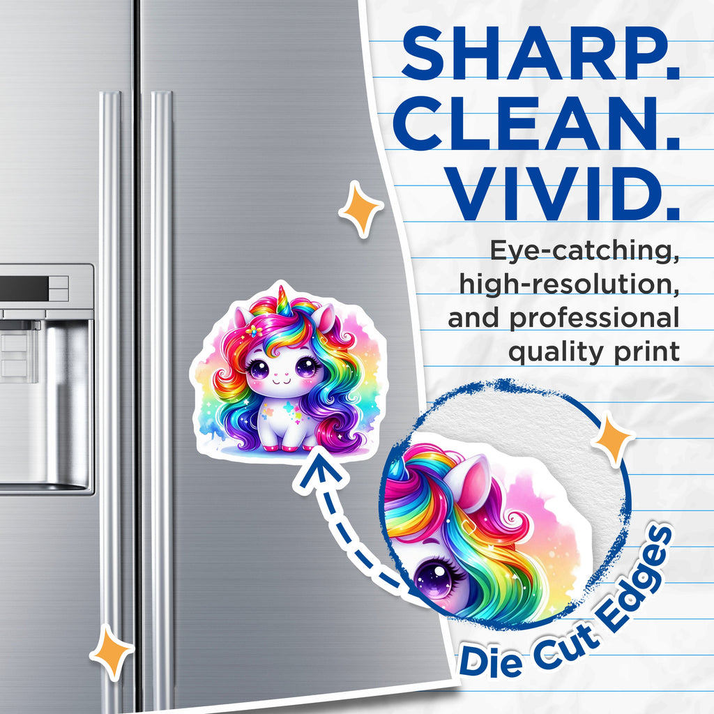 (2 Pack) Cute Unicorn Magnets - Rainbow Mane - Kawaii Fantasy Decor - 5 Inches On Longest Side - Thick Durable Magnet - Made in USA - MAG36629