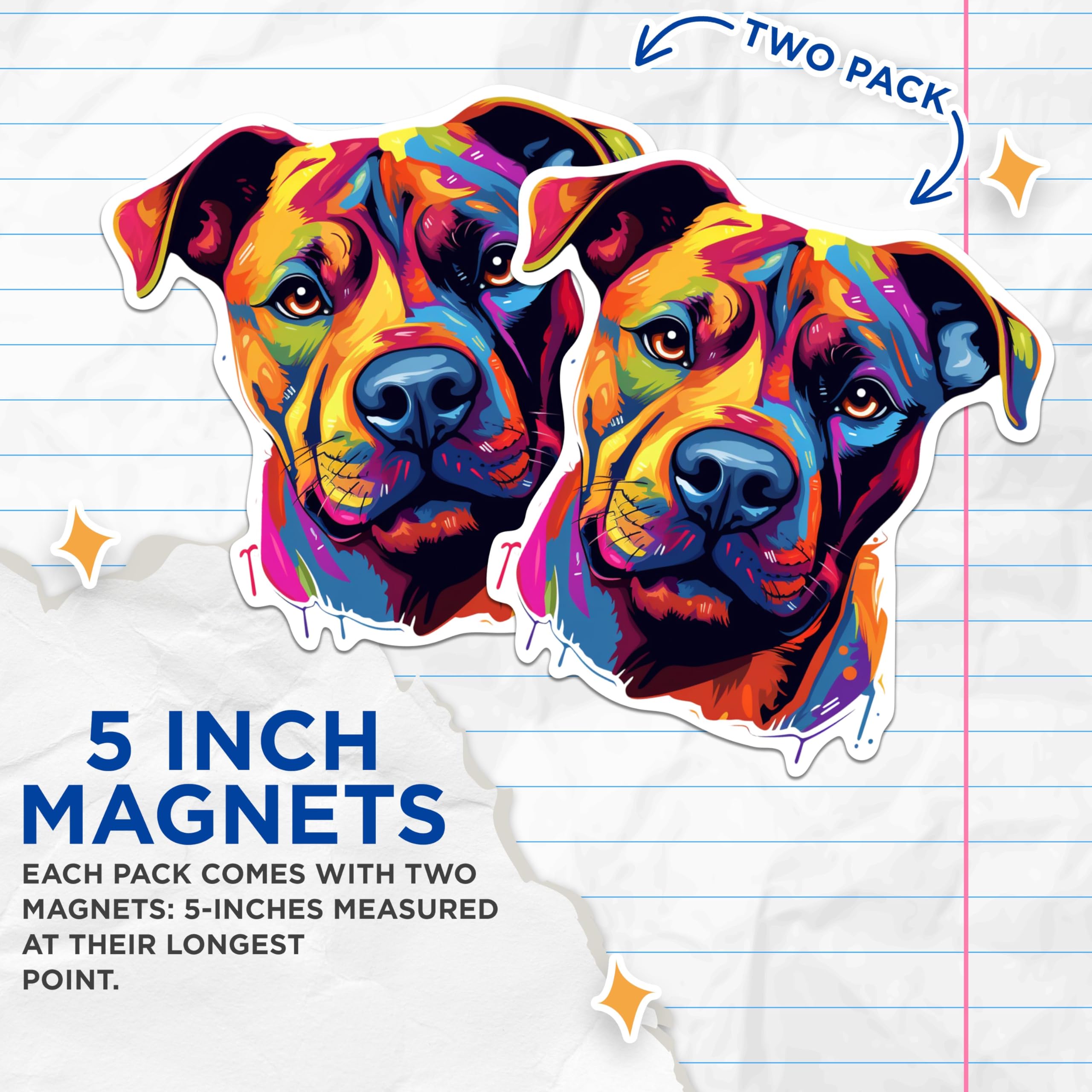 (2 Pack) Staffordshire Bull Terrier Dog Breed Magnets- 5 Inches On Longest Side - Choose from Over 100 Dog Breeds - for Cars, Refrigerators, Toolboxes - Made in USA - MAG1967